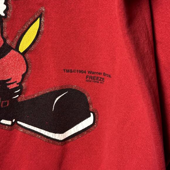 Vintage Tweet Bird Christmas Sweatshirt Size Large USA Made 90s - Picture 3 of 5